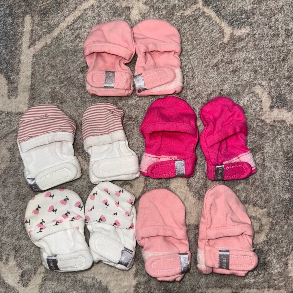 HAPIU Baby No Scratch Mittens Stay On, 100% Cotton, Adjustable Infant Gloves